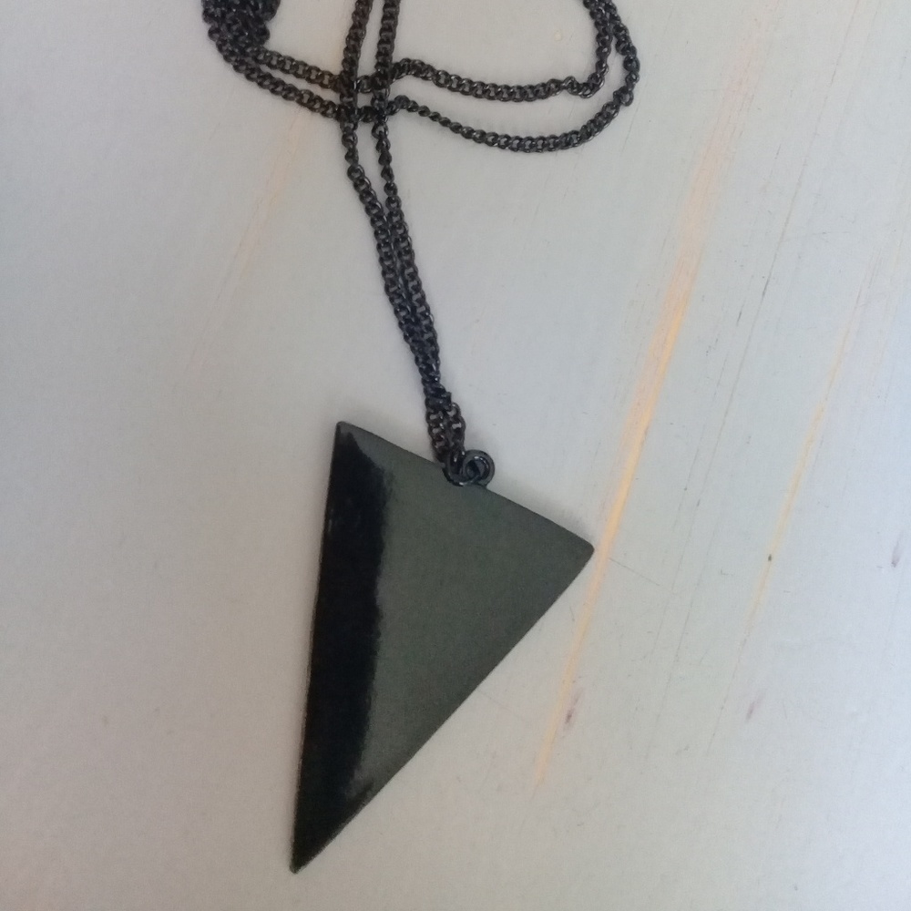 Black triangle smooth or rough necklace